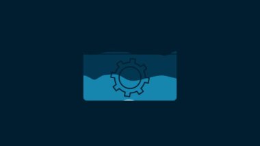 White Setting icon isolated on blue background. Adjusting, service, maintenance, repair, fixing. 4K Video motion graphic animation.