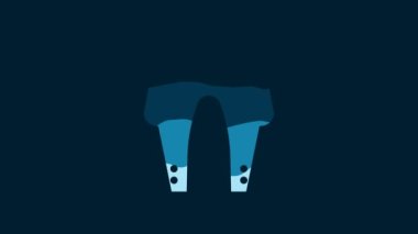 White Pants icon isolated on blue background. 4K Video motion graphic animation.