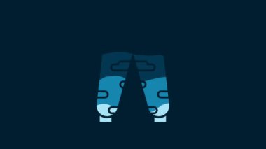 White Camouflage cargo pants icon isolated on blue background. 4K Video motion graphic animation.