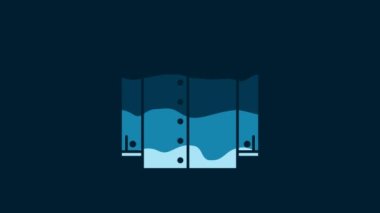 White T-shirt icon isolated on blue background. 4K Video motion graphic animation.