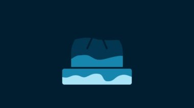 White Winter hat icon isolated on blue background. 4K Video motion graphic animation.