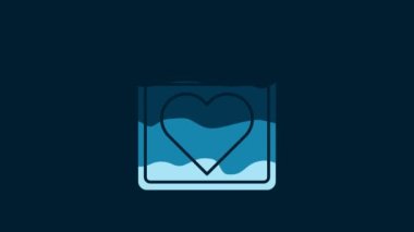 White Calendar with heart icon isolated on blue background. Valentines day. Love symbol. February 14. 4K Video motion graphic animation.