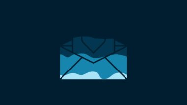 White Envelope with Valentine heart icon isolated on blue background. Message love. Letter love and romance. 4K Video motion graphic animation.