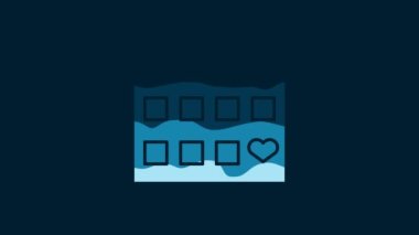 White Calendar with heart icon isolated on blue background. Valentines day. Love symbol. February 14. 4K Video motion graphic animation.