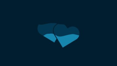 White Heart icon isolated on blue background. Romantic symbol linked, join, passion and wedding. Valentine day symbol. 4K Video motion graphic animation.