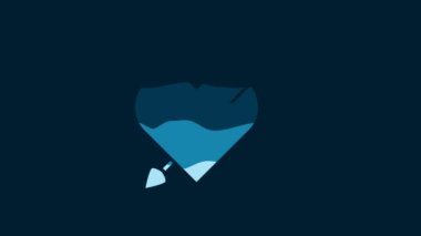 White Amour symbol with heart and arrow icon isolated on blue background. Love sign. Valentines symbol. 4K Video motion graphic animation.
