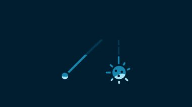 White Medieval chained mace ball icon isolated on blue background. Medieval weapon. 4K Video motion graphic animation.