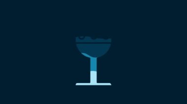White Medieval goblet icon isolated on blue background. 4K Video motion graphic animation.