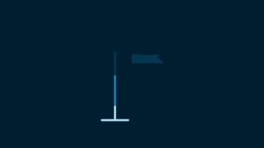 White Medieval flag icon isolated on blue background. Country, state, or territory ruled by a king or queen. 4K Video motion graphic animation.