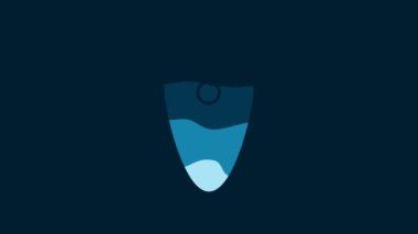 White Shield icon isolated on blue background. Guard sign. Security, safety, protection, privacy concept. 4K Video motion graphic animation.