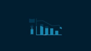 White Ecology infographic icon isolated on blue background. 4K Video motion graphic animation.
