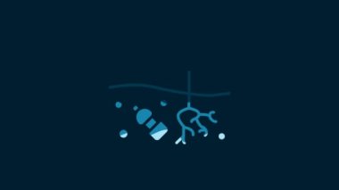 White The problem of pollution of the planet icon isolated on blue background. The garbage, plastic, bags on the planet. 4K Video motion graphic animation.