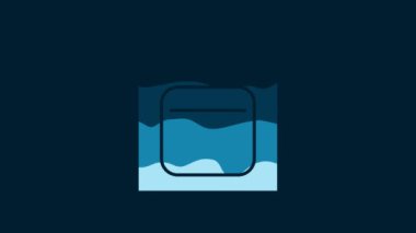 White Battery in pack icon isolated on blue background. Lightning bolt symbol. 4K Video motion graphic animation.