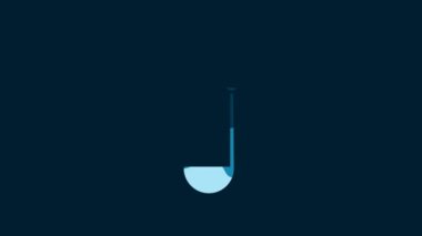 White Kitchen ladle icon isolated on blue background. Cooking utensil. Cutlery spoon sign. 4K Video motion graphic animation.