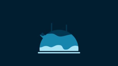 White Kettle with handle icon isolated on blue background. Teapot icon. 4K Video motion graphic animation.
