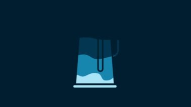 White Kettle with handle icon isolated on blue background. Teapot icon. 4K Video motion graphic animation.