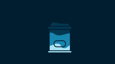 White Manual coffee grinder icon isolated on blue background. 4K Video motion graphic animation.