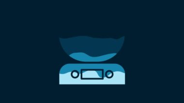 White Electronic scales icon isolated on blue background. Weight measure equipment. 4K Video motion graphic animation.