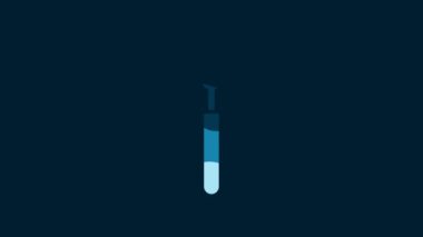 White Spoon icon isolated on blue background. Cooking utensil. Cutlery sign. 4K Video motion graphic animation.