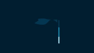 White Meteorology windsock wind vane icon isolated on blue background. Windsock indicate the direction and strength of the wind. 4K Video motion graphic animation.