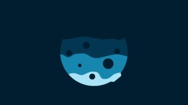 White Moon icon isolated on blue background. 4K Video motion graphic animation.
