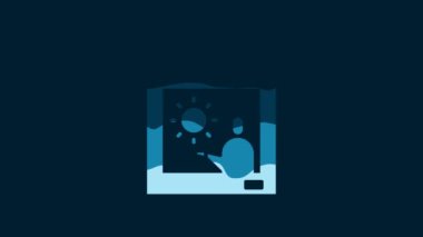 White Weather forecast icon isolated on blue background. 4K Video motion graphic animation.