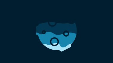 White Moon icon isolated on blue background. 4K Video motion graphic animation.