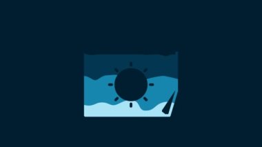 White Calendar and sun icon isolated on blue background. Event reminder symbol. 4K Video motion graphic animation.