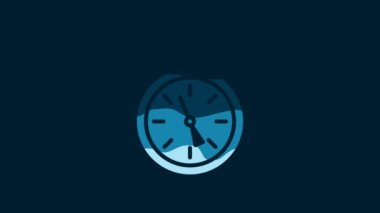 White Compass icon isolated on blue background. Windrose navigation symbol. Wind rose sign. 4K Video motion graphic animation.
