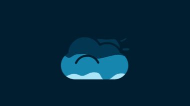 White Sun and cloud weather icon isolated on blue background. 4K Video motion graphic animation.