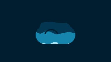 White Cloud icon isolated on blue background. 4K Video motion graphic animation.