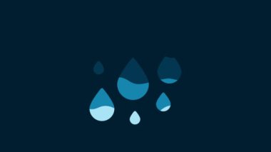 White Water drop icon isolated on blue background. 4K Video motion graphic animation.