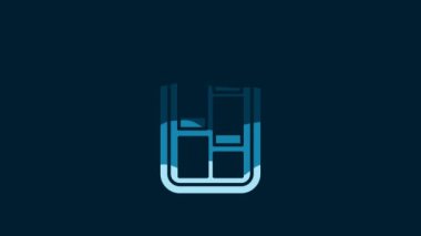 White Online shopping on mobile phone icon isolated on blue background. Internet shop, mobile store app and payments billing. 4K Video motion graphic animation.