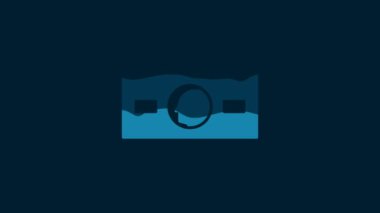 White Paper money cash icon isolated on blue background. Money banknotes stacks. Bill currency. 4K Video motion graphic animation.