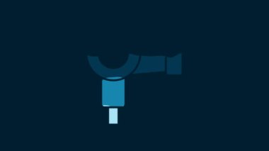 White Hair dryer icon isolated on blue background. Hairdryer sign. Hair drying symbol. Blowing hot air. 4K Video motion graphic animation.