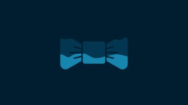 White Bow tie icon isolated on blue background. 4K Video motion graphic animation.