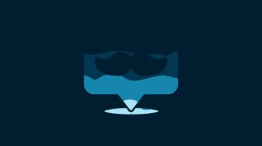 White Barbershop icon isolated on blue background. Hairdresser logo or signboard. 4K Video motion graphic animation.