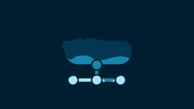 White Network cloud connection icon isolated on blue background. Social technology. Cloud computing concept. 4K Video motion graphic animation.