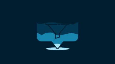 White Location with sales funnel icon isolated on blue background. Infographic template. 4K Video motion graphic animation.