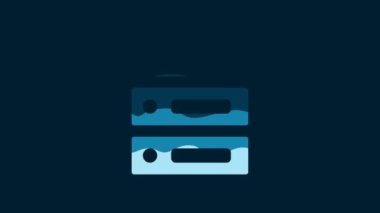 White Server, Data, Web Hosting icon isolated on blue background. 4K Video motion graphic animation.