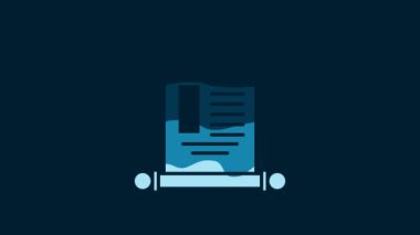 White Decree, paper, parchment, scroll icon icon isolated on blue background. Chinese scroll. 4K Video motion graphic animation.
