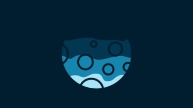 White Moon icon isolated on blue background. 4K Video motion graphic animation.