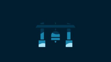 White Japan Gate icon isolated on blue background. Torii gate sign. Japanese traditional classic gate symbol. 4K Video motion graphic animation.