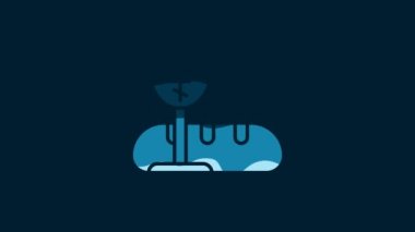 White First communion symbols for a nice invitation icon isolated on blue background. 4K Video motion graphic animation.