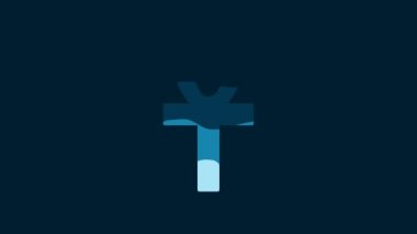 White Cross ankh icon isolated on blue background. 4K Video motion graphic animation.