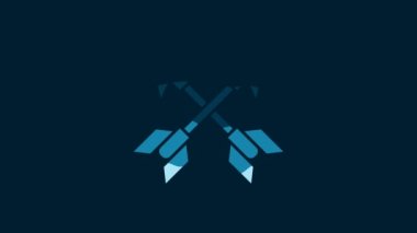 White Crossed arrows icon isolated on blue background. 4K Video motion graphic animation.