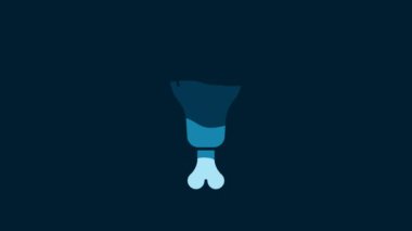 White Chicken leg icon isolated on blue background. Chicken drumstick. 4K Video motion graphic animation.