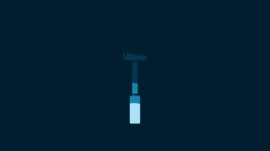 White Marshmallow on stick icon isolated on blue background. 4K Video motion graphic animation.
