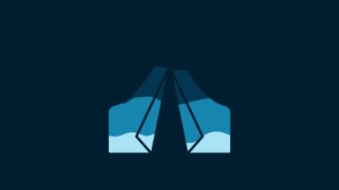 White Tourist tent icon isolated on blue background. Camping symbol. 4K Video motion graphic animation.