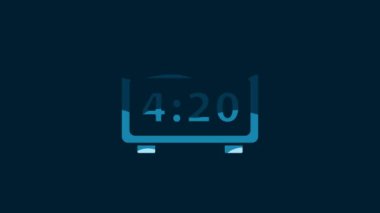 White Digital alarm clock icon isolated on blue background. Electronic watch alarm clock. Time icon. 4K Video motion graphic animation.
